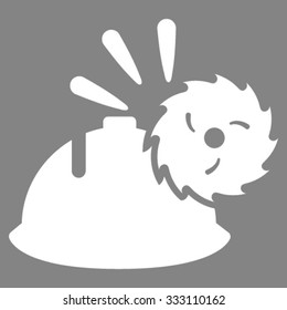 Circular Blade Head Protection vector icon. Style is flat symbol, white color, rounded angles, gray background.