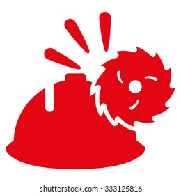 Circular Blade Head Protection vector icon. Style is flat symbol, red color, rounded angles, white background.
