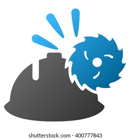 Circular Blade Head Protection vector toolbar icon for software design. Style is a gradient icon symbol on a white background.