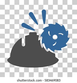 Circular Blade Head Protection vector icon. Illustration style is flat iconic bicolor cobalt and gray symbol on a transparent background.