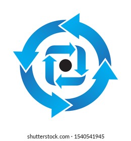 circular blue arrow. paradox plot. mutual benefit. modern design with white isolated background
