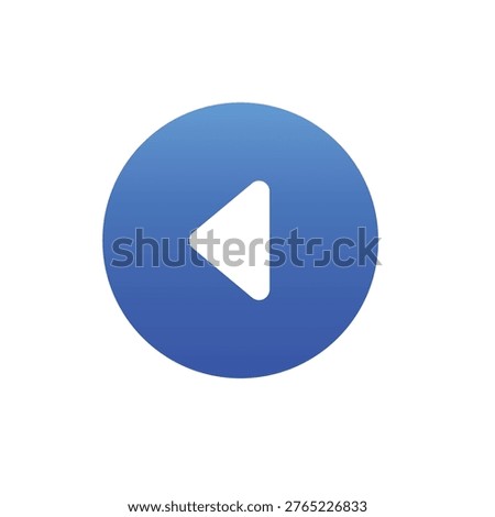 Circular blue back caret button icon for user interface navigation