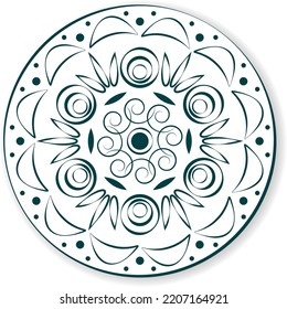 circular blue pattern decorative, graphic, geometric for plates