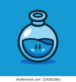 Ilustración del vector de dibujos animados de poción azul circular 