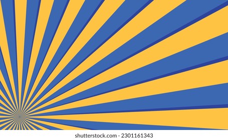 Circular Blue Yellow Striped Background Rectangle Low Side Scrolling - Sunburst, Radial