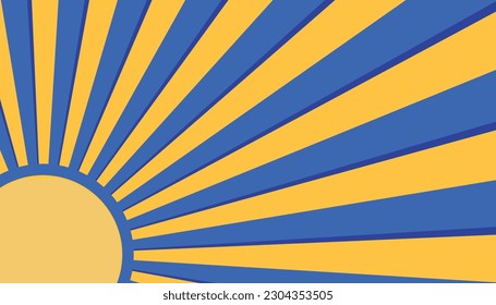 Circular Blue Yellow Striped Background Rectangle Side Scrolling with Space for Insertion - Sunburst, Radial