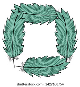 circular bohemian frame with feathers