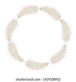 circular bohemian frame with feathers