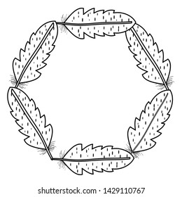 circular bohemian frame with feathers