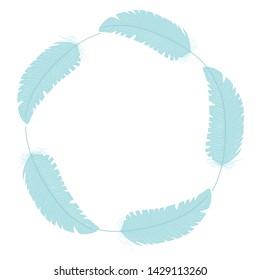 circular bohemian frame with feathers