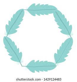 circular bohemian frame with feathers