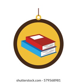 circular border with colorful pair of books