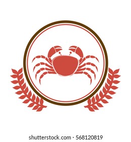 circular border with crown branch with crab