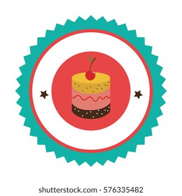circular border with dessert with cream and cherry