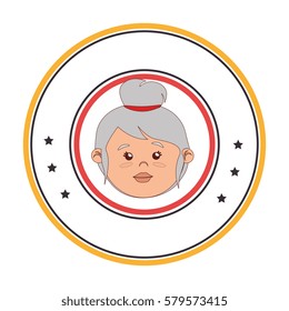 circular border with front face elderly woman