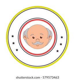 circular border with front face elderly man