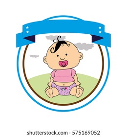 circular border with label and baby boy