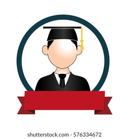 circular border with man graduate and label