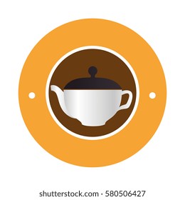 circular border with realistic silhouette with tea kettle