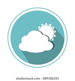 circular border with silhouette cloud and sun