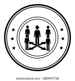 circular border silhouette executive man with workers
