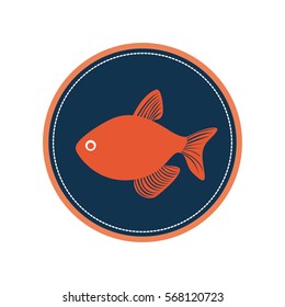 circular border with silhouette fish