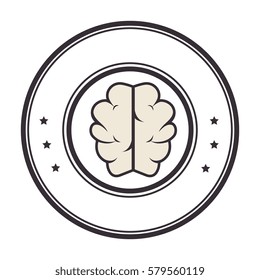 circular border with silhouette view top brain