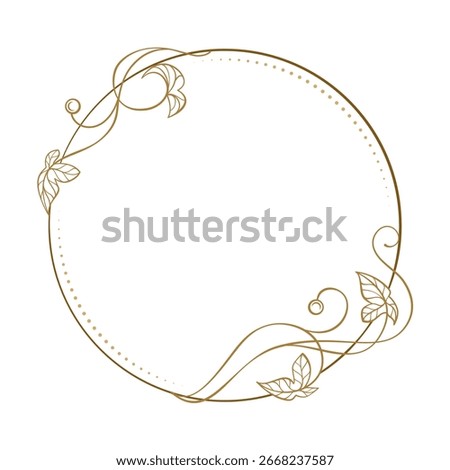 Circular botanical frame with vines. Art nouveau border ornament.