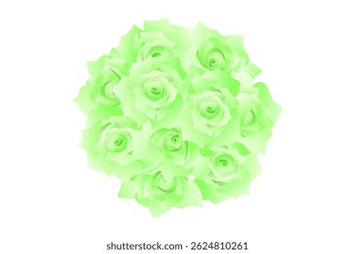 Circular bouquet of green roses in a beautiful floral arrangement