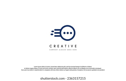 Circular box bubble chat logo design with swoosh fast vector illustration.