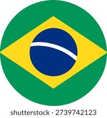 Circular Brazilian Flag Icon Flat