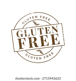 Circular brown grunge rubber stamp mark with text Gluten Free vector