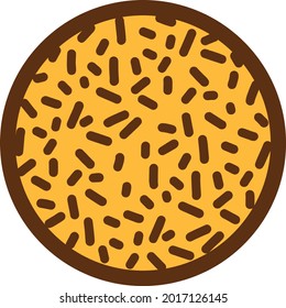 Circular brown and pale orange Chocolate candy with brown sprinkles and outer strip border. Layered confectionary SVG svg