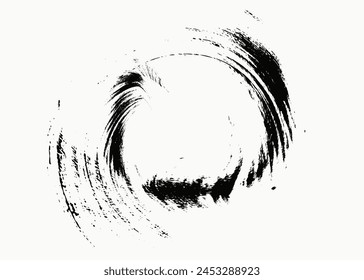 circular brush paint strokes,Hand drawn element, round black stroke isolated on white background. Vector brush sroke texture. Distressed uneven grunge background. Abstract distressed vector illustra