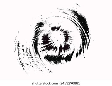 circular brush paint strokes,Hand drawn element, round black stroke isolated on white background. Vector brush sroke texture. Distressed uneven grunge background. Abstract distressed vector illustra