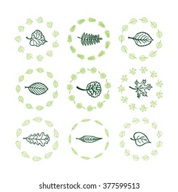 Circular brushes with hand drawn tree leaves