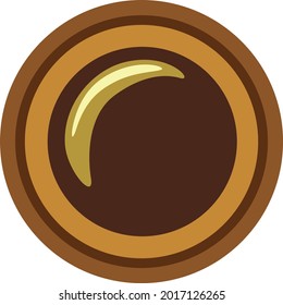 Circular bullseye style Chocolate candy with brown outer borders, toffee caramel brown centre with dark brown chocolate bean button. Layered confectionary SVG svg