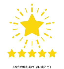 Circular burst five star rating review icon design vector. Rank feedback satisfaction quality symbol illustration.