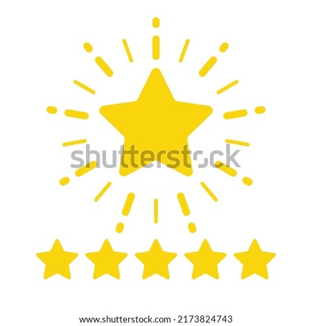 Circular burst five star rating review icon design vector. Rank feedback satisfaction quality symbol illustration.