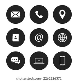 Circular Business Contact Communication Vector Icon Set