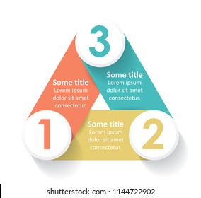 Circular Business Infographic Design Template With Triangle And 3 Options Or Steps.  Can Be Used For Process Diagram, Presentations, Workflow Layout, Banner, Flow Chart, Info Graph.