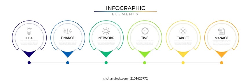 Circular Business Infographic Design Vector With Icons. Timeline Workflow Annual Plan Template For Presentation And Report.