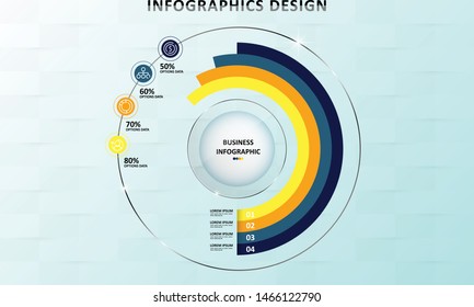 Circular business infographic element vector.can be used for step, workflow, diagram, banner, process, business presentation template, web design, price list, timeline, report.