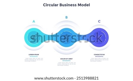 Circular business model of career promotion infographic chart template. Corporate growth and success tips. Instructional graphics with 3 steps sequence design for web pages and posters