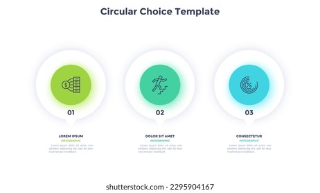 Circular Business Model of Financial Goods, das Infografik Design erreicht. Informations- und Entwicklungsstrategie mit Symbolen. Vektorgrafiken mit 3 Schritten für die Erstellung von Webbannern