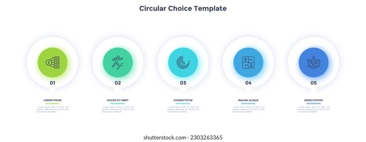 Circular Business Model of financial goals reaching infographic chart design. Commercial data and development strategy infochart with icons. Vector graphics with 5 steps for web banner creation