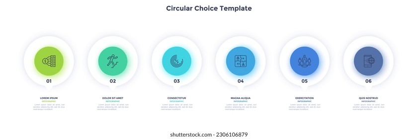 Circular Business Model of financial goals reaching infographic chart design. Commercial data and development strategy infochart with icons. Vector graphics with 6 steps for web banner creation