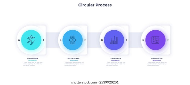 Circular Business Model of financial goals reaching infographic chart design. Commercial data and development strategy infochart with icons. Vector graphics with 4 steps for web banner creation