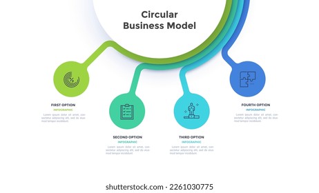 Circular business model of marketing innovation infographic design template. Analysing information for corporate growth infochart with thin line icons. Instructional graphics with 3 steps for banners