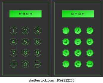 Circular buttons with numbers, web buttons in green, number buttons vector.
